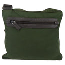 PRADA Schultertasche Nylon Khaki Silber Auth 173280-2