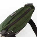 PRADA Schultertasche Nylon Khaki Silber Auth 173280-6