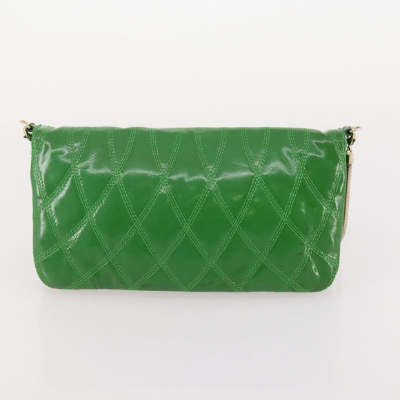 BALLY Shoulder Bag leather Patent 2 Set Black Green Auth 173296