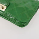 BALLY Shoulder Bag leather Patent 2 Set Black Green Auth 173296-17