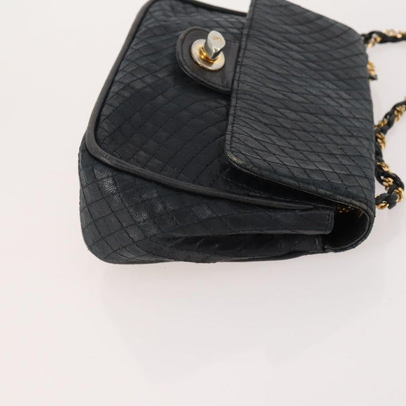 BALLY Shoulder Bag leather Patent 2 Set Black Green Auth 173296