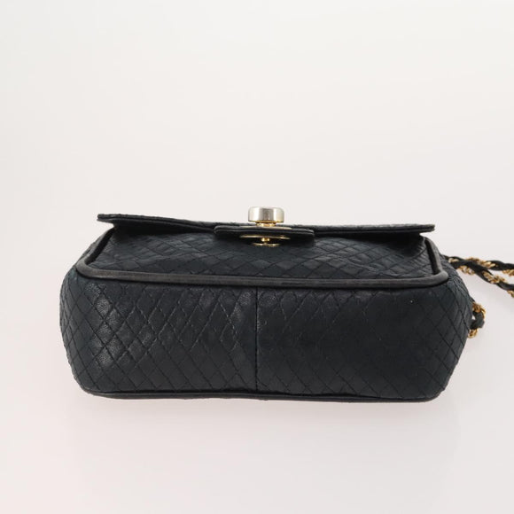 BALLY Shoulder Bag leather Patent 2 Set Black Green Auth 173296