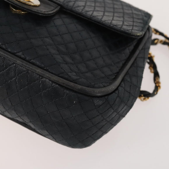 BALLY Shoulder Bag leather Patent 2 Set Black Green Auth 173296
