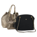 TIFFANY&Co. BALLY Shoulder Bag Nylon Leather 2 Set Black Gold Tone Auth 173297-1