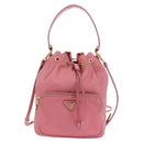 PRADA Handtasche Nylon 2-Wege Pink Gold Auth 173303A-13