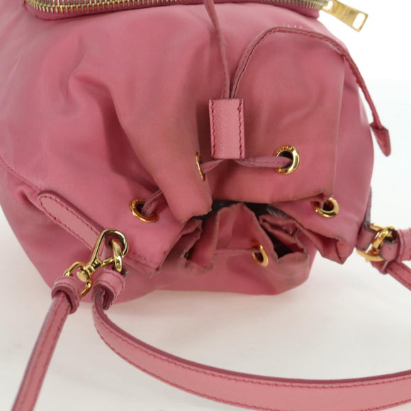 PRADA Handtasche Nylon 2-Wege Pink Gold Auth 173303A