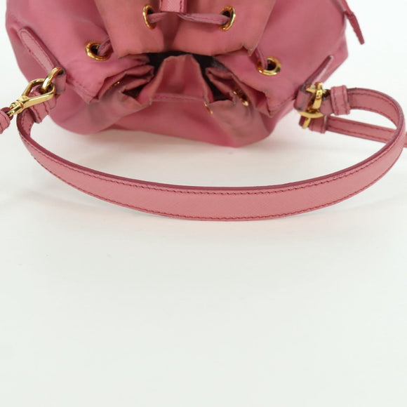 PRADA Handtasche Nylon 2-Wege Pink Gold Auth 173303A