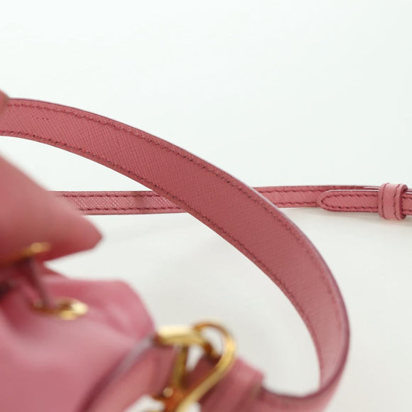 PRADA Handtasche Nylon 2-Wege Pink Gold Auth 173303A