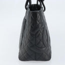 CHANEL Cambon Line Matelasse Tote Bag Lamb Skin Black Silver CC Auth 173305SAM-3