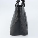 CHANEL Cambon Line Matelasse Tote Bag Lamb Skin Black Silver CC Auth 173305SAM-4
