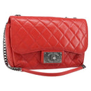 CHANEL Matelasse 25 Chain Shoulder Bag Calf Skin Red CC Auth 173308V-1