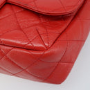 CHANEL Matelasse 25 Chain Shoulder Bag Calf Skin Red CC Auth 173308V-16