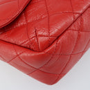 CHANEL Matelasse 25 Chain Shoulder Bag Calf Skin Red CC Auth 173308V-17
