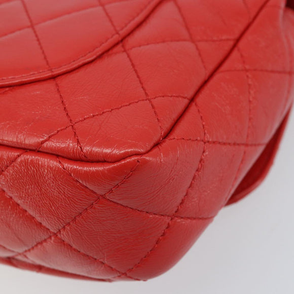 CHANEL Matelasse 25 Chain Shoulder Bag Calf Skin Red CC Auth 173308V