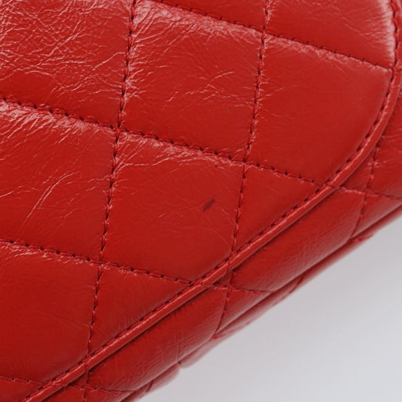 CHANEL Matelasse 25 Chain Shoulder Bag Calf Skin Red CC Auth 173308V