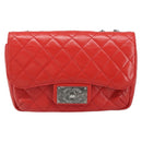CHANEL Matelasse 25 Chain Shoulder Bag Calf Skin Red CC Auth 173308V-13