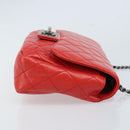 CHANEL Matelasse 25 Chain Shoulder Bag Calf Skin Red CC Auth 173308V-3