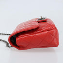 CHANEL Matelasse 25 Chain Shoulder Bag Calf Skin Red CC Auth 173308V-4
