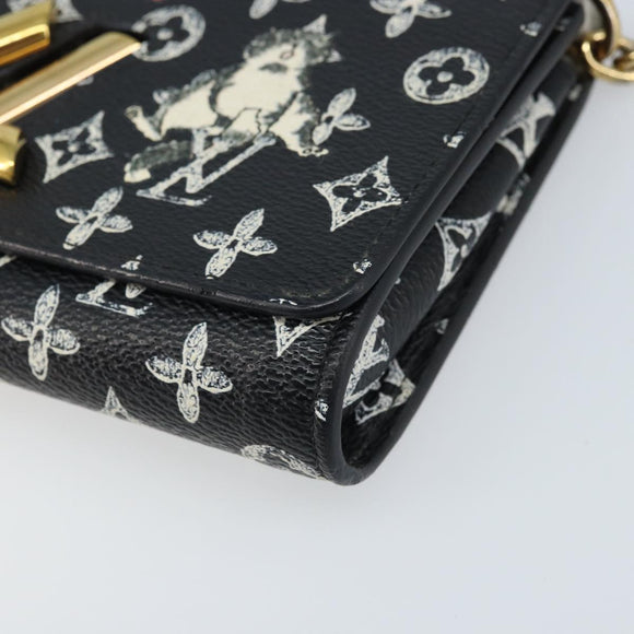 LOUIS VUITTON Catgram Portefeuille Twist Chain Bag Black M63888 LV Auth 173312SM