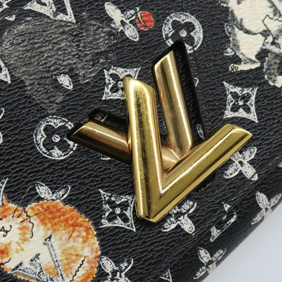 LOUIS VUITTON Catgram Portefeuille Twist Chain Bag Black M63888 LV Auth 173312SM
