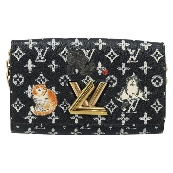 LOUIS VUITTON Catgram Portefeuille Twist Chain Bag Black M63888 LV Auth 173312SM