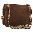 CHANEL V Stitched Chain Shoulder Bag Suede Brown Gold CC Auth 173313V-1