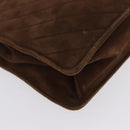 CHANEL V Stitched Chain Shoulder Bag Suede Brown Gold CC Auth 173313V-15