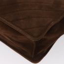 CHANEL V Stitched Chain Shoulder Bag Suede Brown Gold CC Auth 173313V-16