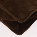 CHANEL V Stitched Chain Shoulder Bag Suede Brown Gold CC Auth 173313V-18