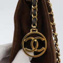 CHANEL V Stitched Chain Shoulder Bag Suede Brown Gold CC Auth 173313V-19
