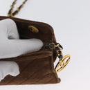 CHANEL V Stitched Chain Shoulder Bag Suede Brown Gold CC Auth 173313V-10