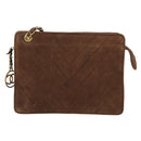CHANEL V Stitched Chain Shoulder Bag Suede Brown Gold CC Auth 173313V-13