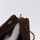 CHANEL V Stitched Chain Shoulder Bag Suede Brown Gold CC Auth 173313V-9
