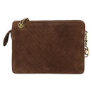 CHANEL V Stitched Chain Shoulder Bag Suede Brown Gold CC Auth 173313V-2