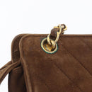 CHANEL V Stitched Chain Shoulder Bag Suede Brown Gold CC Auth 173313V-3