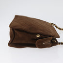 CHANEL V Stitched Chain Shoulder Bag Suede Brown Gold CC Auth 173313V-4