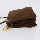 CHANEL V Stitched Chain Shoulder Bag Suede Brown Gold CC Auth 173313V-5
