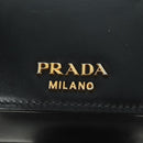 PRADA Shoulder Bag Leather Gray Gold Auth 173314V-19