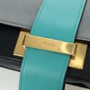 PRADA Shoulder Bag Leather Gray Gold Auth 173314V-20