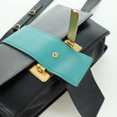 PRADA Shoulder Bag Leather Gray Gold Auth 173314V-21