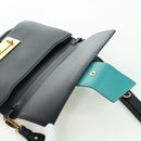 PRADA Shoulder Bag Leather Gray Gold Auth 173314V-10