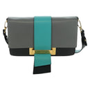 PRADA Shoulder Bag Leather Gray Gold Auth 173314V-13
