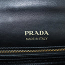 PRADA Shoulder Bag Leather Gray Gold Auth 173314V-22
