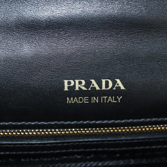PRADA Shoulder Bag Leather Gray Gold Auth 173314V