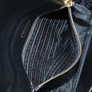 PRADA Shoulder Bag Leather Gray Gold Auth 173314V-26