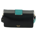 PRADA Shoulder Bag Leather Gray Gold Auth 173314V-2