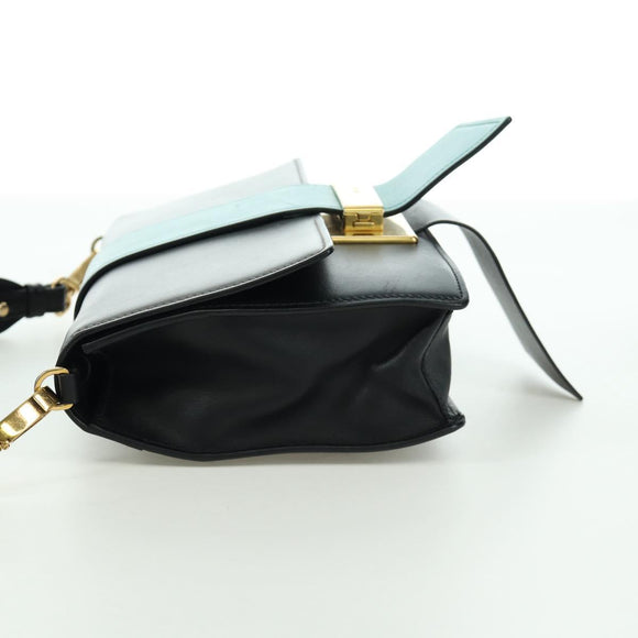 PRADA Shoulder Bag Leather Gray Gold Auth 173314V