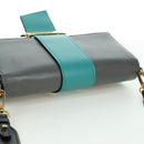 PRADA Shoulder Bag Leather Gray Gold Auth 173314V-7