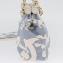CHANEL Chain Shoulder Bag Canvas Light Blue gold CC Auth 173315SAV-4