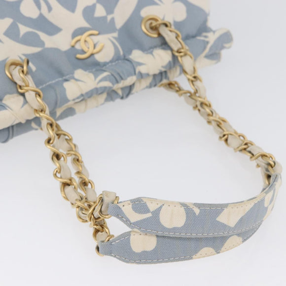 CHANEL Chain Shoulder Bag Canvas Light Blue gold CC Auth 173315SAV
